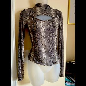 Sheer long sleeve animal print shirt